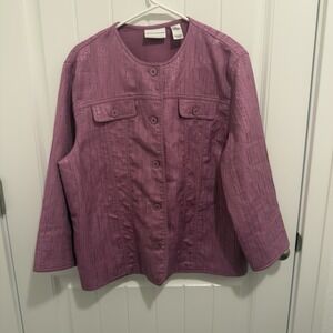 Alfred Dunner‎ Women's Purple Business Casual Jacket Textured Design Size 14